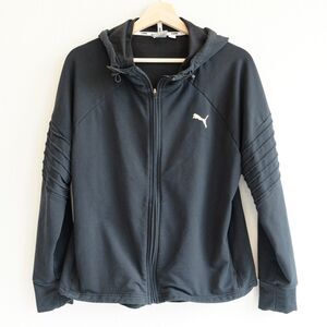 Puma Moto Style Hoodie Full Zip Black Women Sz L Active Outdoors‎
